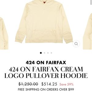 424 On Fairfax Cream Rubber Logo Pullover Hoodie| BEST OFFER